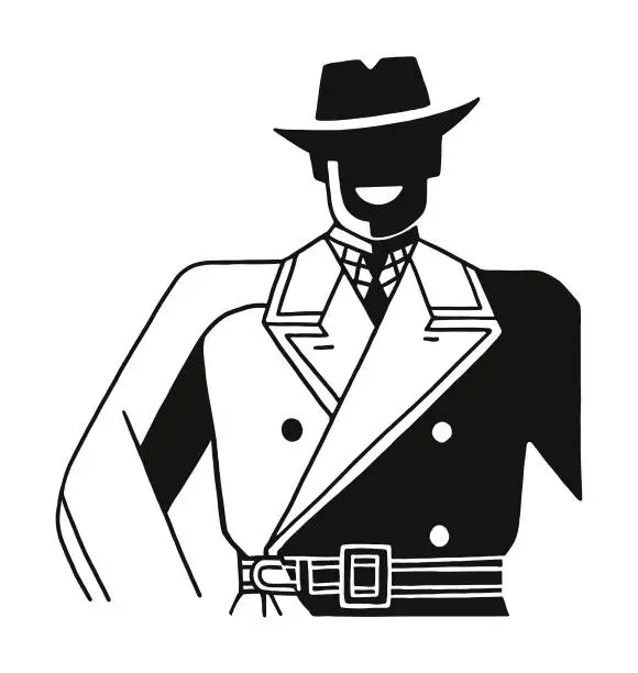 Vector illustration of Man Wearing a Trench Coat