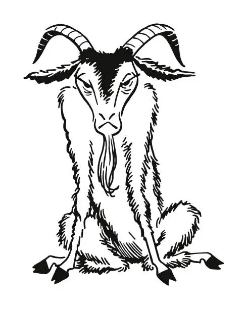 Vector illustration of Old Goat with Horns