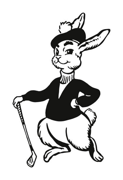 Golfing Rabbit Golfing Rabbit rabbit hat stock illustrations