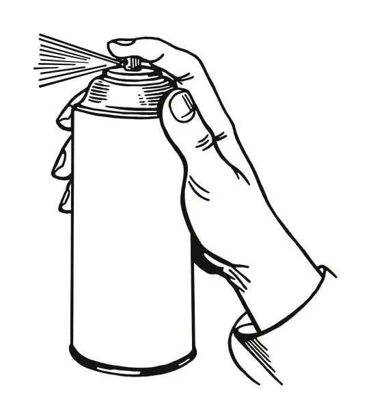 Vector illustration of Spraying an Aerosol Can