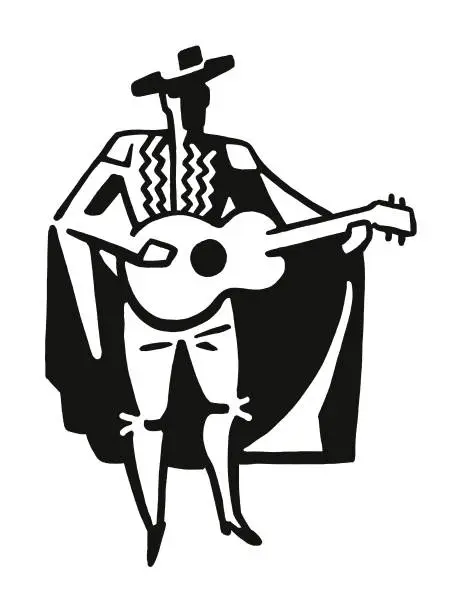 Vector illustration of Flamenco Guitar Player