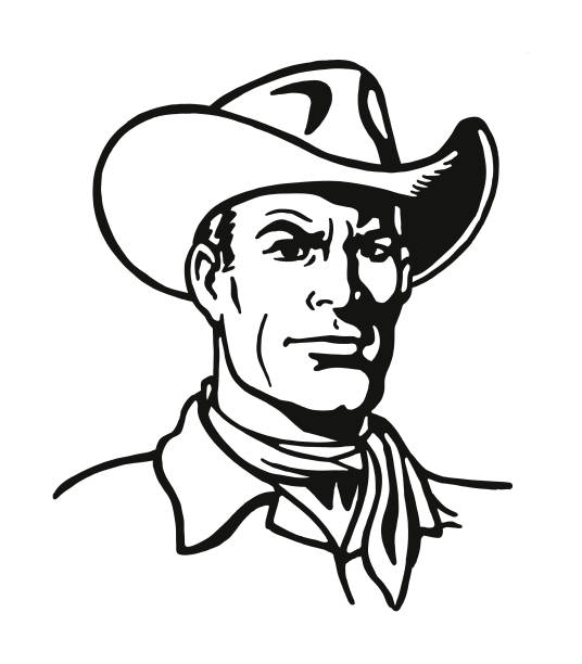 illustrations, cliparts, dessins animés et icônes de portrait d'un cowboy - éleveur