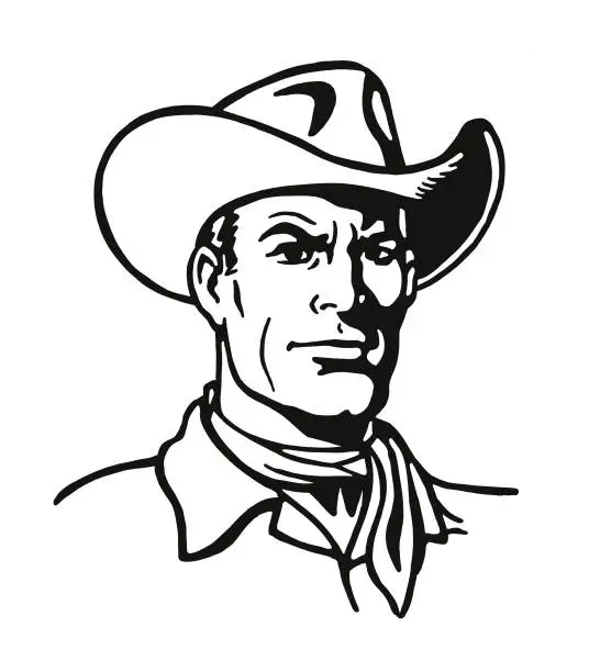 Vector illustration of Portrait of a Cowboy