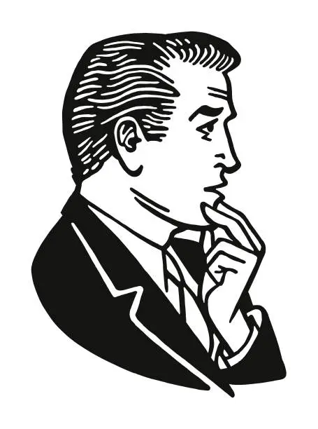 Vector illustration of Man Contemplating