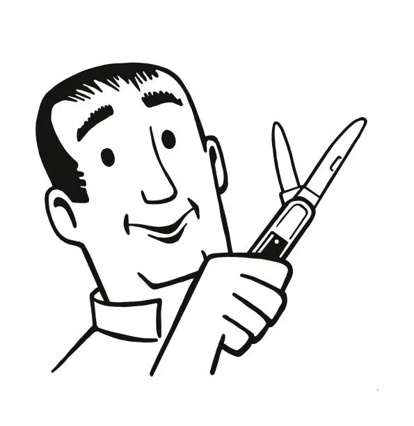 Vector illustration of Man Holding a Pocketknife