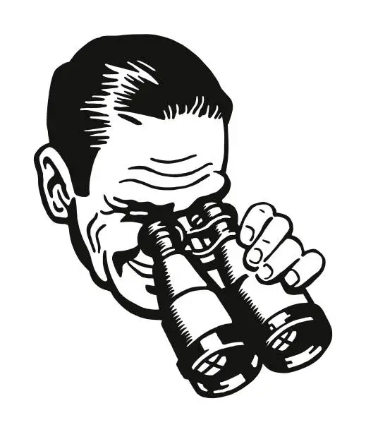 Vector illustration of Man Looking in Binoculars
