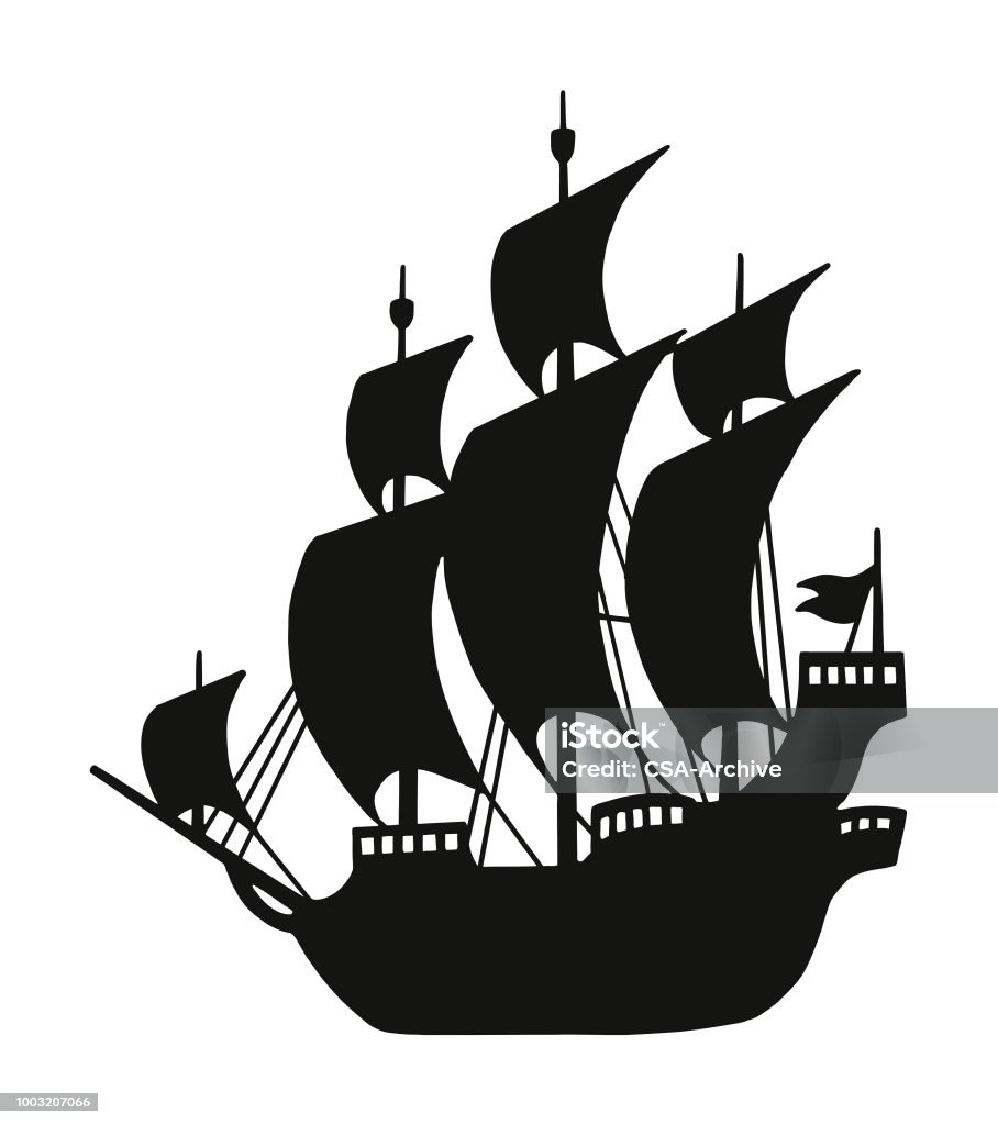 Silhouette of a Pirate Ship Ship stock vector