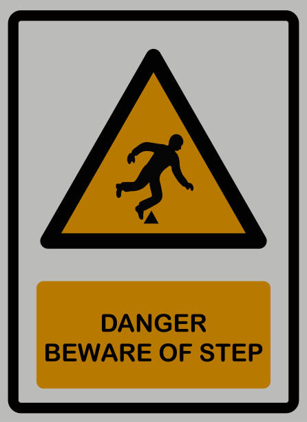 istock Danger beware of step on white isolated background signs 1003213306