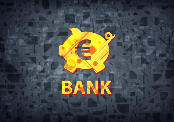 bank (znak piggy box euro) czarne tło - piggy bank symbol finance black stock illustrations