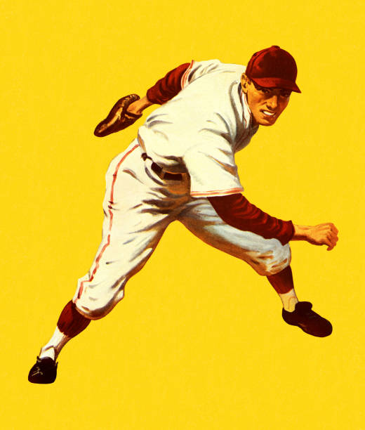 baseball-spieler - baseball player baseball baseball uniform baseball cap stock-grafiken, -clipart, -cartoons und -symbole