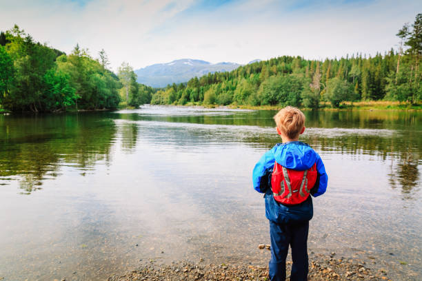 istock little boy with backpack hiking in nature 1003251624