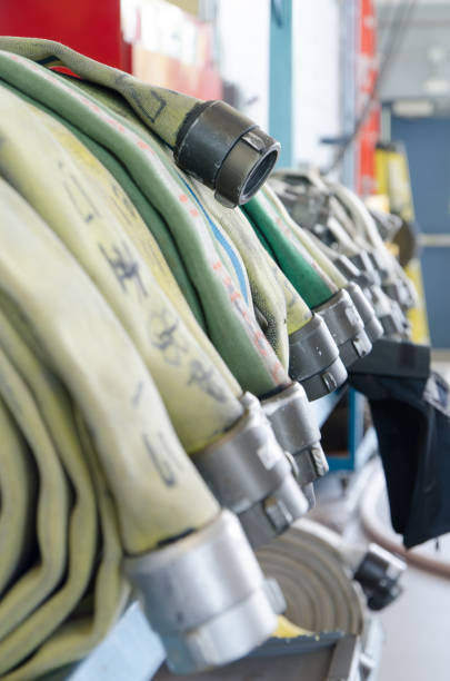 istock Close up on sets of fire hose 1003252068