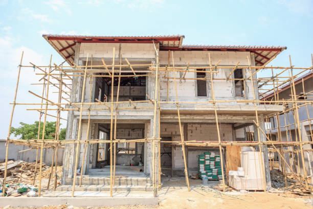 istock house under construction with autoclaved aerated concrete block structure at building site 1003257014