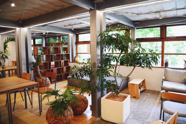Coworking lounge with no people