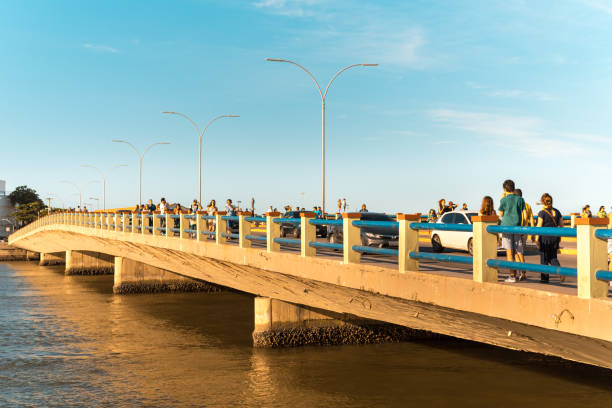 RECIFE, PERNAMBUCO, BRAZIL - JULY 16: People walk on old bridge Revolving during rush hour in Recife city.