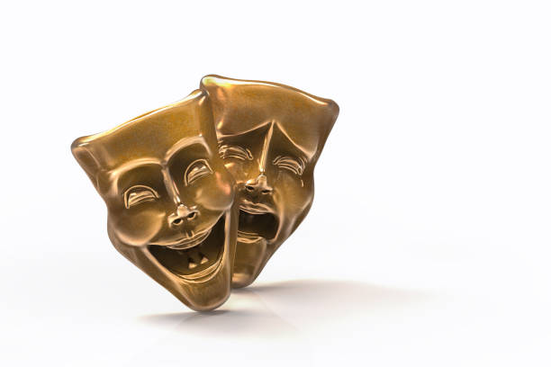 istock Theater masks isolated on white/ 3D rendering 1003271880