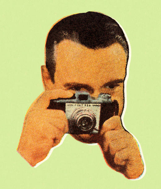 человек, использующий камеру - colored background adult photography color image stock illustrations