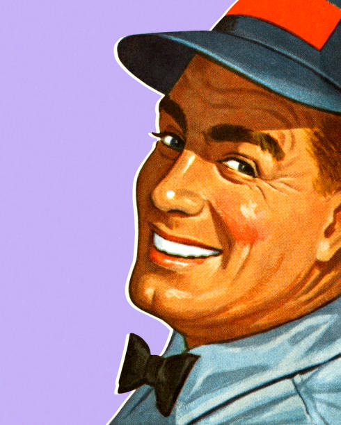 ilustrações de stock, clip art, desenhos animados e ícones de smiling man - color image colored background close up human face
