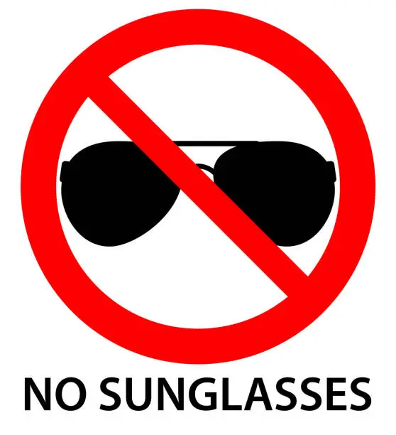 Vector illustration of Please remove your sunglasses sign.