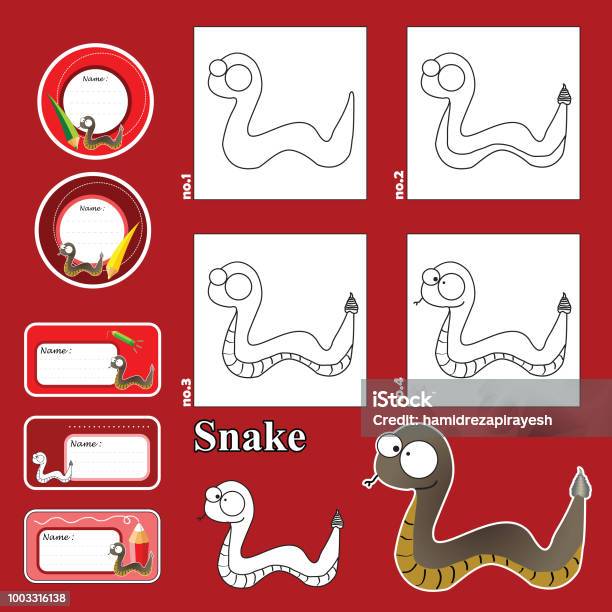Ilustración de Tutorial De Dibujo Paso A Paso Juego Visual De Animales  Kidsfunny Y Etiquetas Y Las Etiquetas Cómo Dibujar Una Serpiente y más  Vectores Libres de Derechos de Animal - iStock