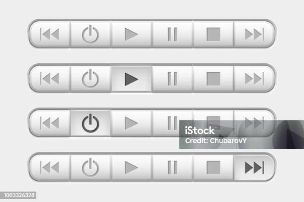 Screen Control Buttons Media Buttons Control Panel With Pressed Buttons Stock Illustration ...