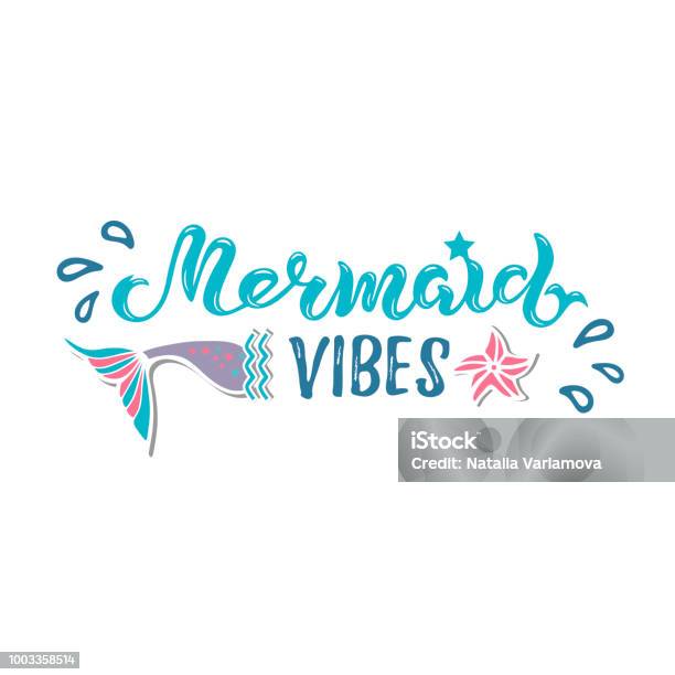 Mermaid Vibes Vector Illustration With Mermaid Tail Stock Illustration - Download Image Now