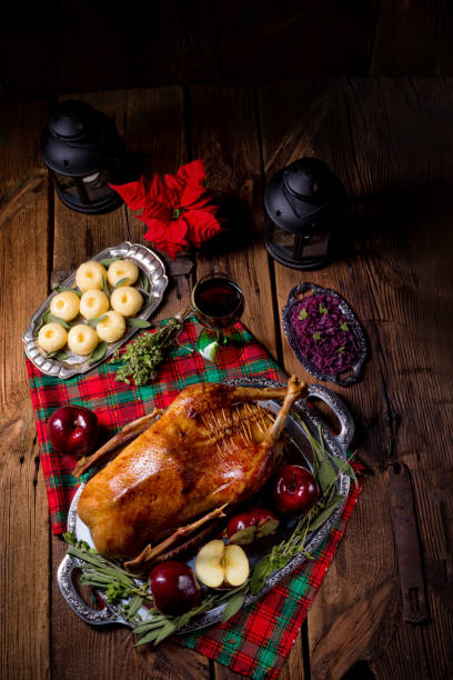istock Roast Christmas duck with apples 1003361148