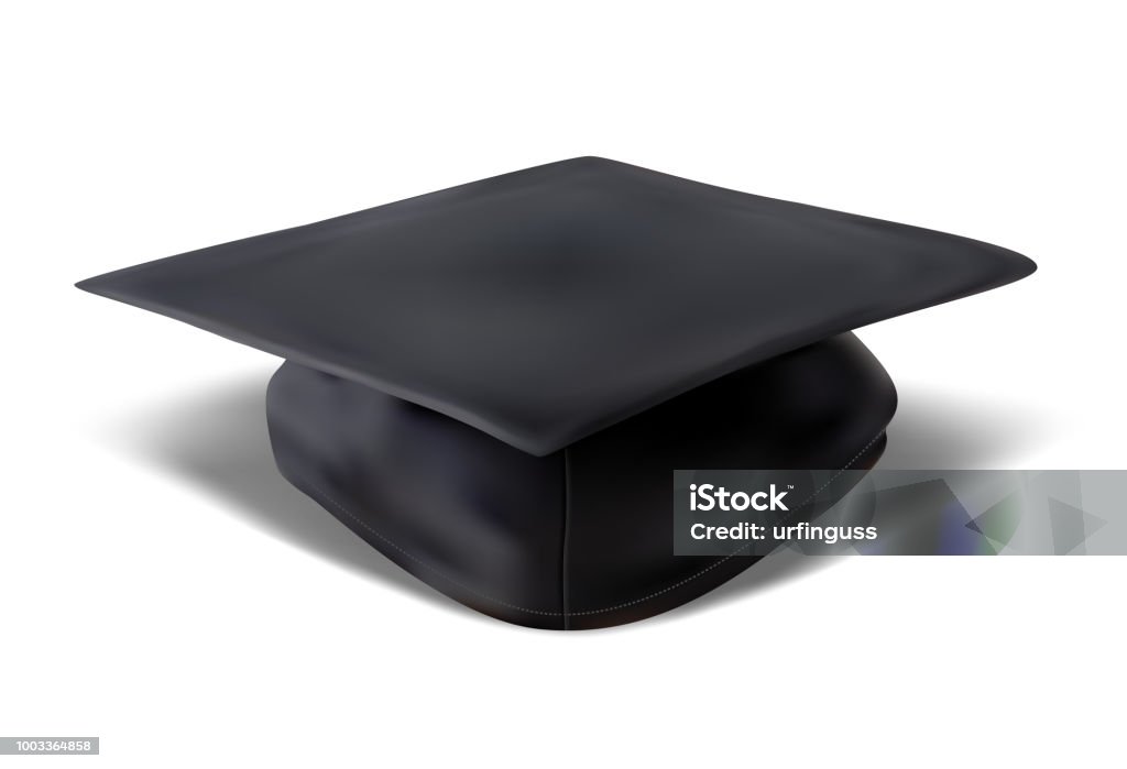 Course Picture Hat Black Student Hat Isolated On White Stock Illustration - Download Image ...