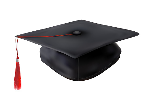 Course Picture Hat Black Student Hat Isolated On White Stock Illustration - Download Image ...