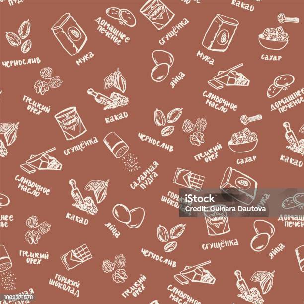 Ingredients Pattern Cookie Ingredients Pattern On Beige Background With Plums And Walnuts ...