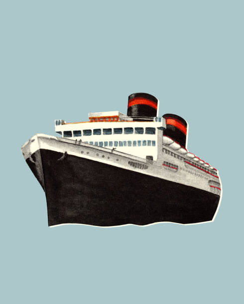 illustrations, cliparts, dessins animés et icônes de grand navire - color image colored background nautical vessel sea