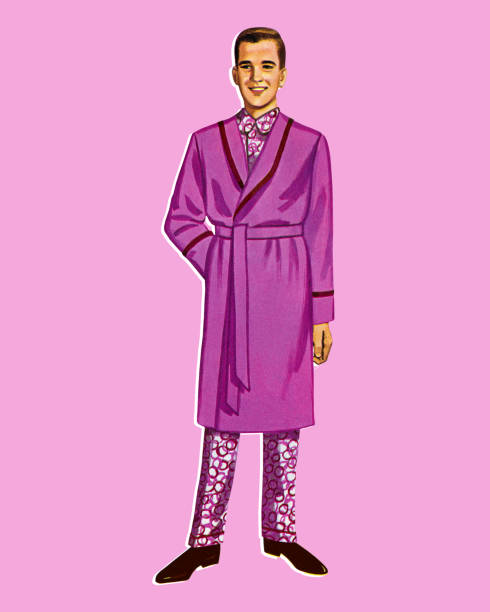 Paper Doll Man Wearing a Bathrobe Paper Doll Man Wearing a Bathrobe pajamas illustrations stock illustrations