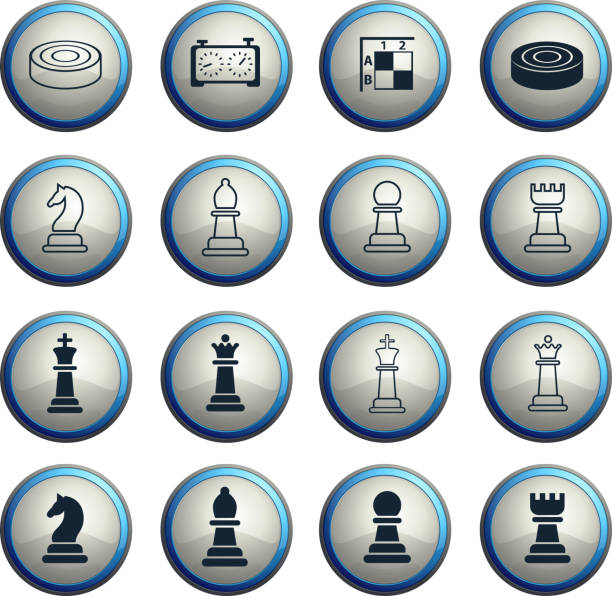zestaw ikon szachów - chess mate stock illustrations