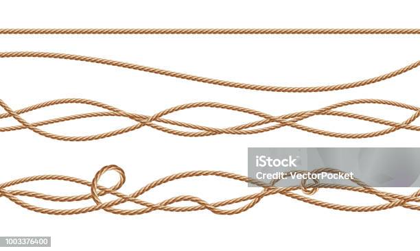 Vector 3d Realistic Jute Hemp Fiber Ropes Stock Illustration - Download Image Now - Rope, String, Vector