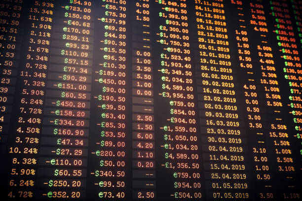 istock Glowing orange financial report spreadsheet close up 1003379962