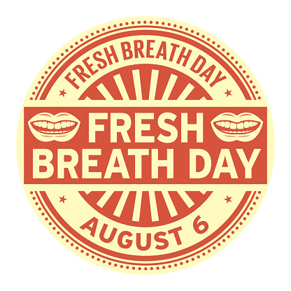 Fresh Breath Day, August 6, rubber stamp, vector Illustration