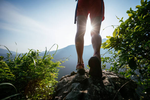 istock successful hiker legs on summer sunrise mountain top cliff edge 1003391046
