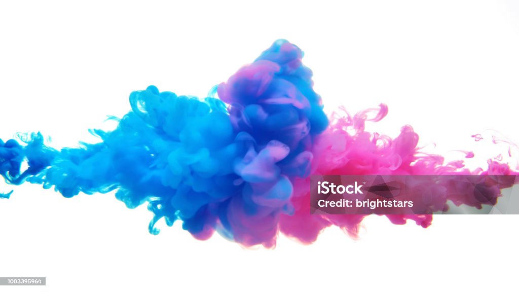 Multicolor liquid impact Multicolor liquid impact. Smoke - Physical Structure Stock Photo