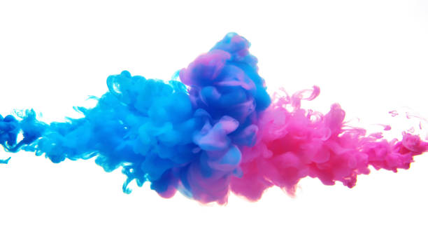 multicolor liquid impact - blue ink imagens e fotografias de stock