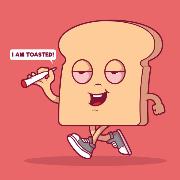 ilustrações de stock, clip art, desenhos animados e ícones de toasted bread walking down the street vector illustration. - comida torrada ilustrações
