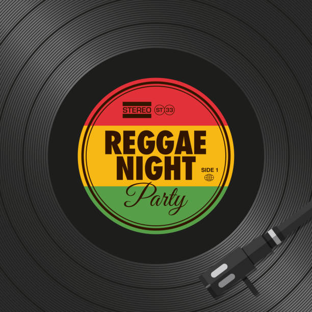 плакат, флаер регги ночной партии, виниловый стиль. - reggae stock illustrations