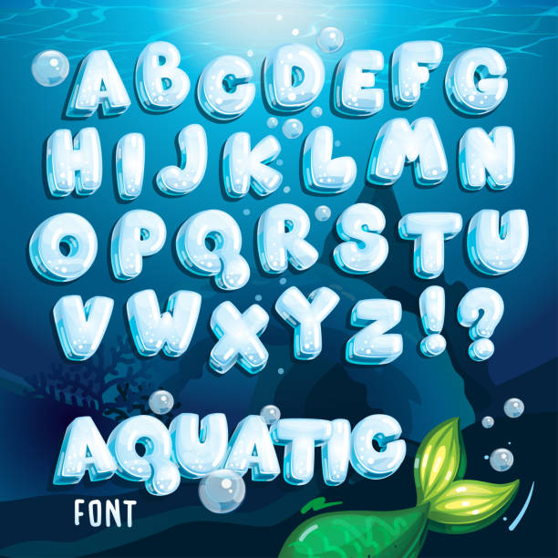 ilustrações de stock, clip art, desenhos animados e ícones de aquatic font - água parada