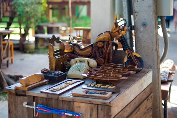Art shop on Koh Kret island on Menam river in Bangkok. Travelling across south east Asia.