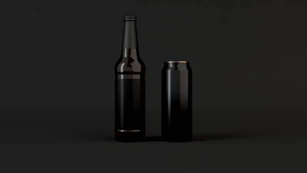 mock до бутылки пива и может с пустой этикеткой - can label packaging blank стоковые фото и изображения
