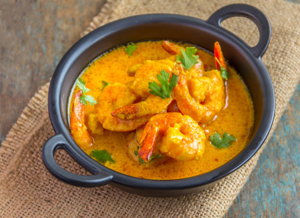 Creamy Shrimp Curry Thai Style Shrimp Curry prawn seafood stock pictures, royalty-free photos & images