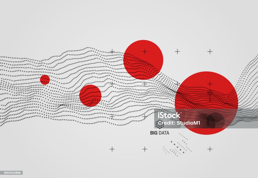 Big data. Wavy background with motion effect. 3d technology style. Vector illustration. - Royalty-free Abstrato arte vetorial