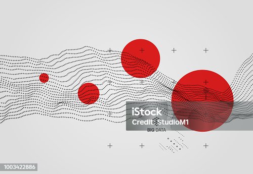 istock Big data. Wavy background with motion effect. 3d technology style. Vector illustration. 1003422886