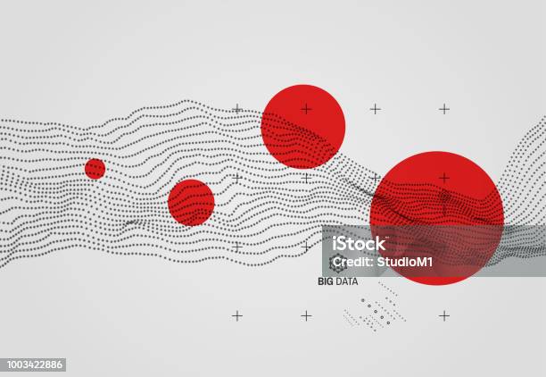 Big Data Wavy Background With Motion Effect 3d Technology Style Vector Illustration Stock Illustration - Download Image Now