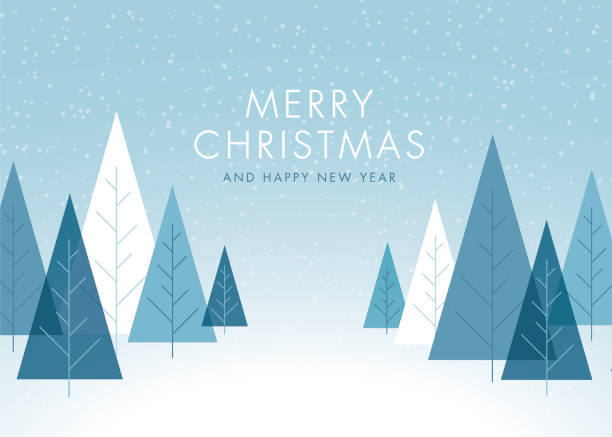 рождественский фон с деревьями. - winter non urban scene snow snowflake stock illustrations