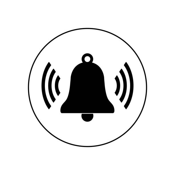 значок колокола, знак тревоги изолированный на белом фоне. - hotel bell service bell white background stock illustrations